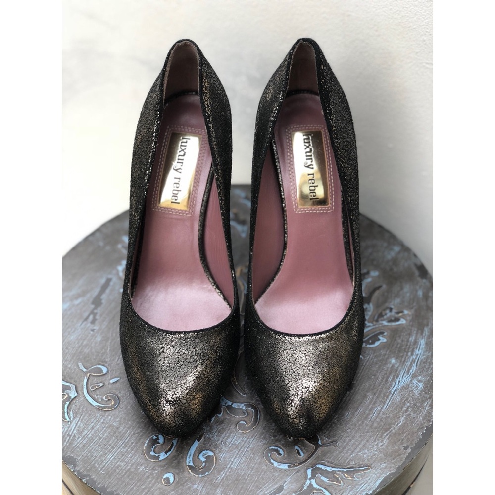 Luxury Rebel Silver Black Metallic Holiday Heels